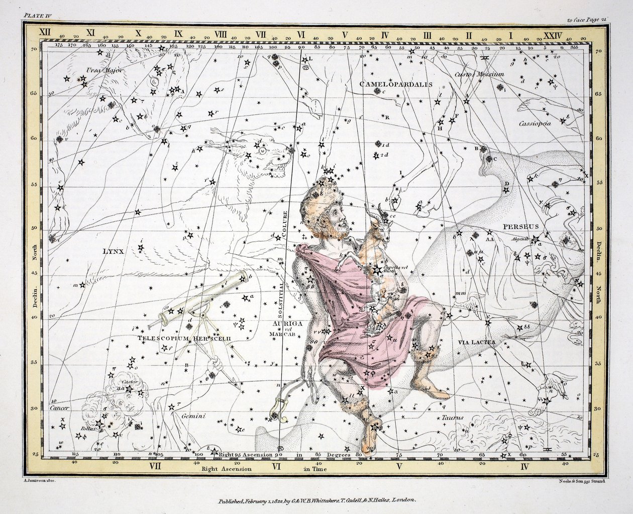 The Constellations (Plate IV) Auriga, Camelopaardalis, Telescopium Herschelli, fra 