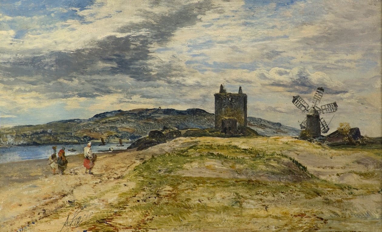 Broughty Castle, ca. 1860 (olje på panel) av Alexander Jnr. Fraser