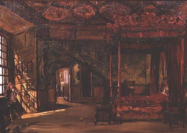 Queen Marys soverom, Holyrood (olje) av Alexander Jnr. Fraser