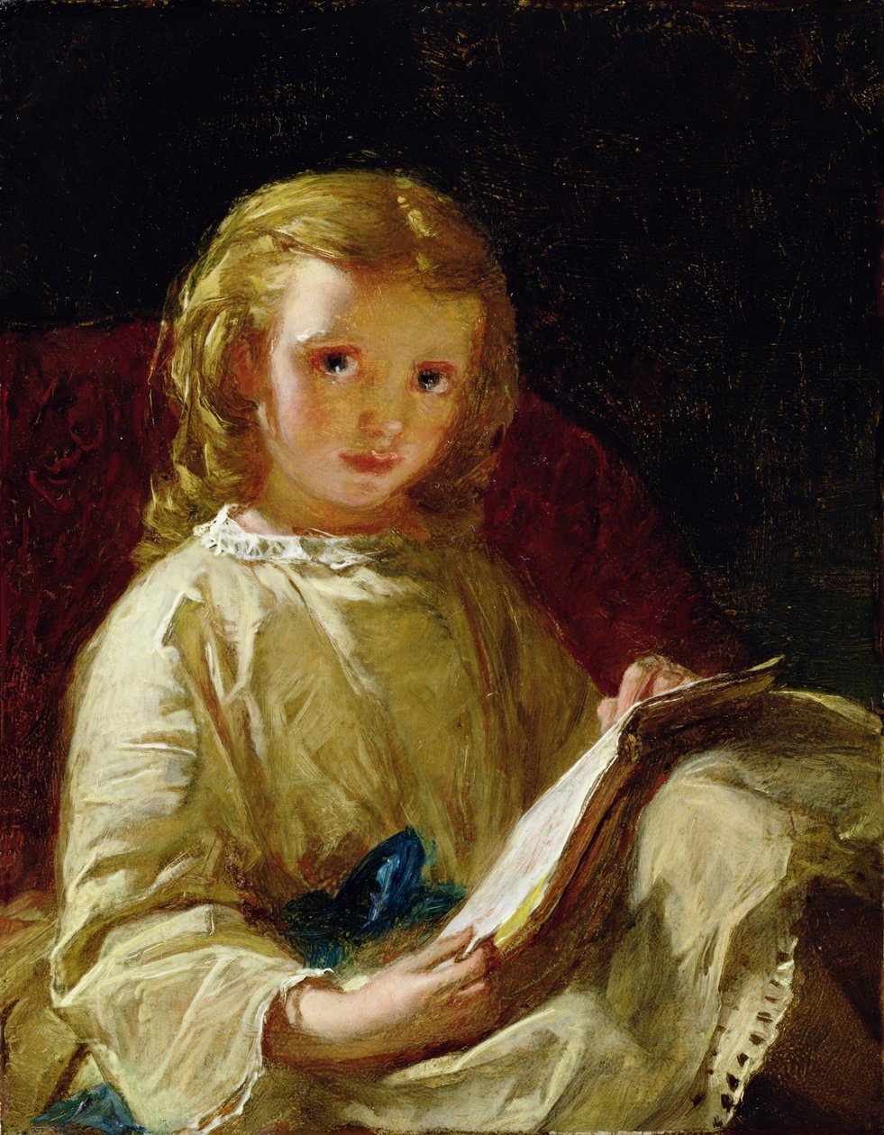 Lesing (olje på bord lagt ned på panel) av Alexander Johnston
