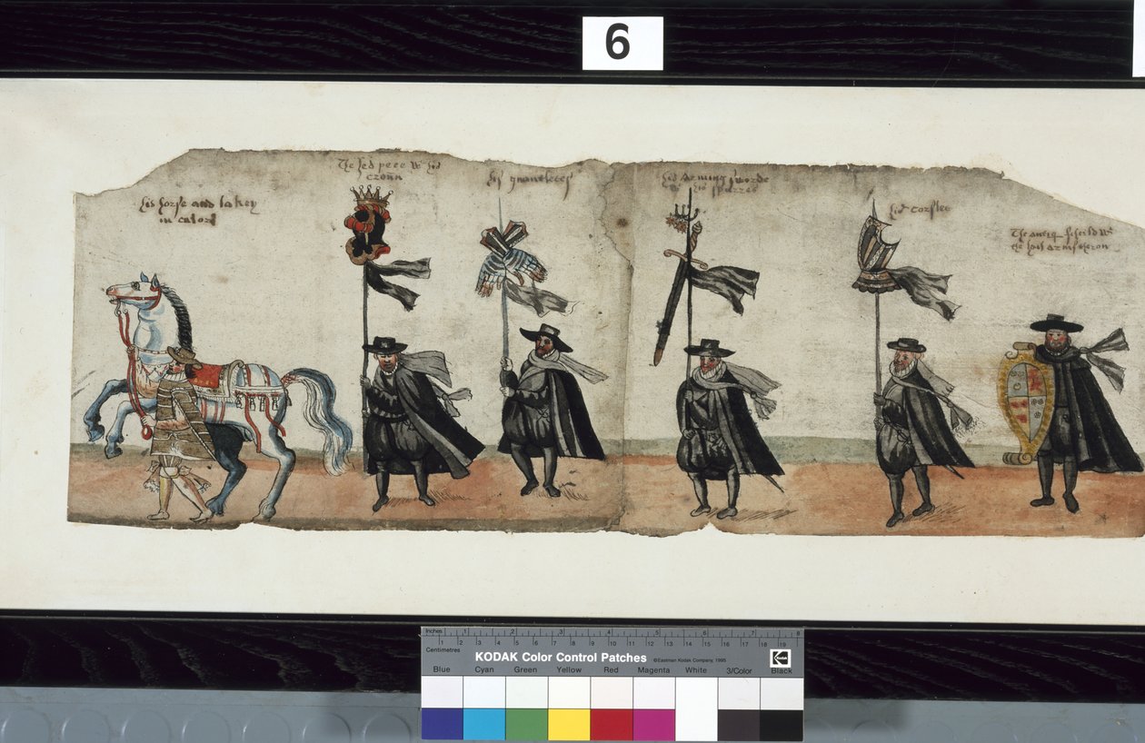 Detalj fra The Huntly Funeral Procession, som sies å ha blitt brukt til obsequies av George 1st, Marquess of Huntly av Alexander Kincaid