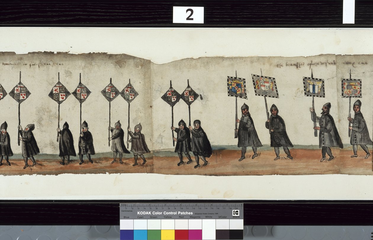 Detalj fra The Huntly Funeral Procession, sies å ha blitt brukt til obsequies av George 1st, Marquess of Huntly av Alexander Kincaid