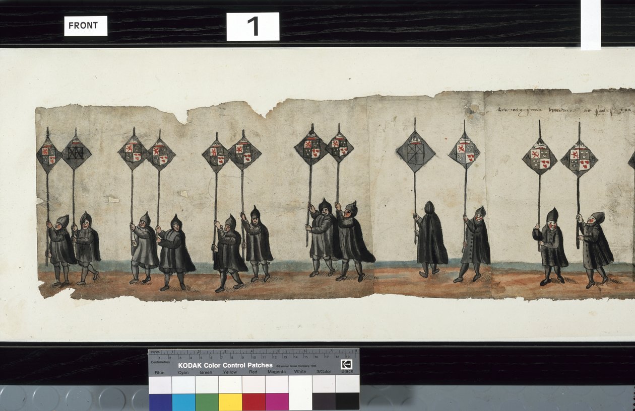 Detalj fra The Huntly Funeral Procession, som sies å ha blitt brukt til obsequies av George 1st, Marquess of Huntly av Alexander Kincaid