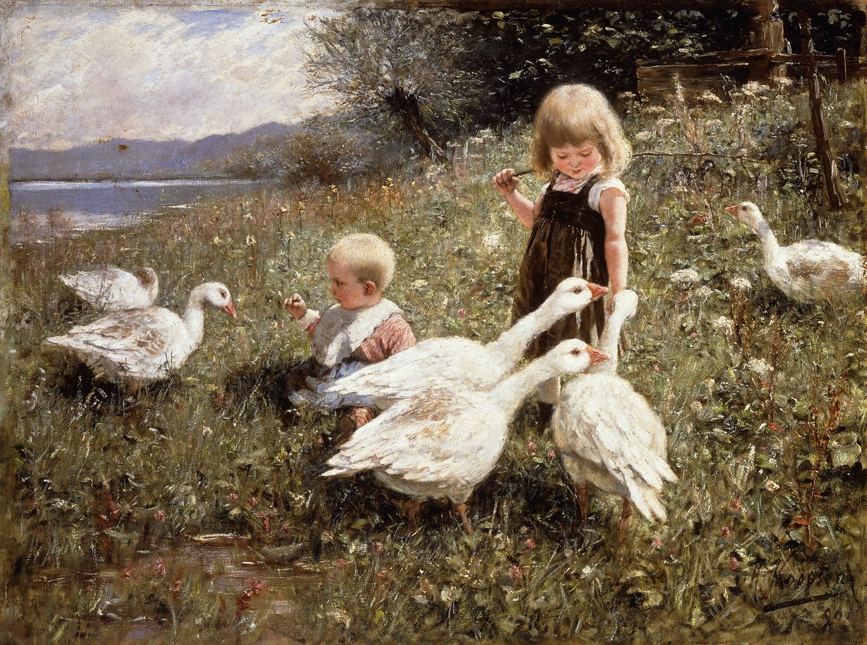 Mating av gjess; Gansefutterung av Alexander Koester