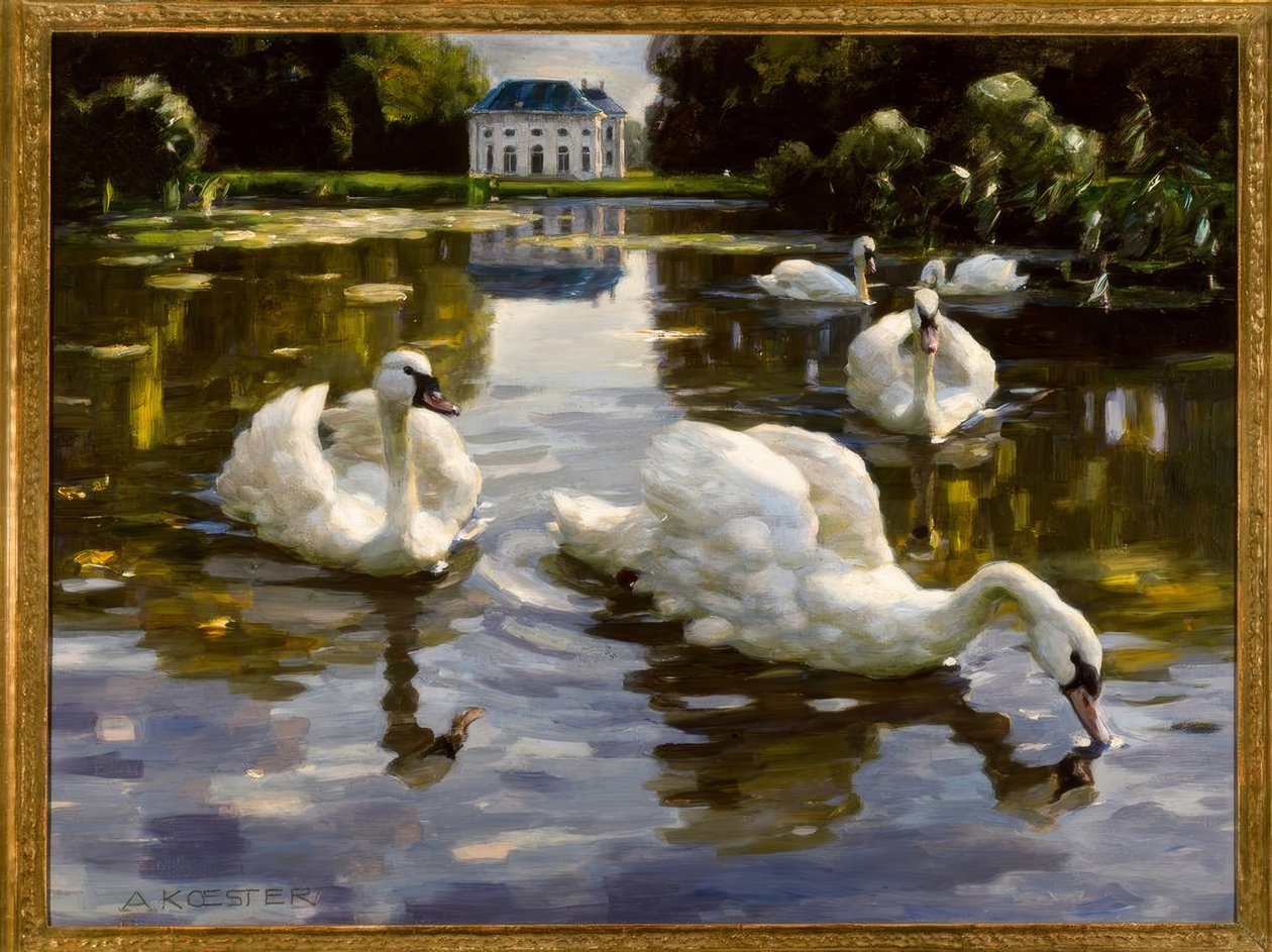 A. Koester, svaner i Nymphenburg av Alexander Köster