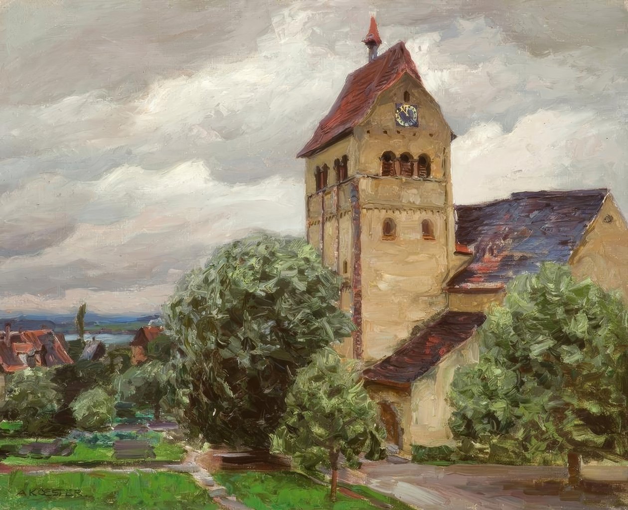 Reichenau, Marienmünster / maleri av Alexander Koester av Alexander Köster