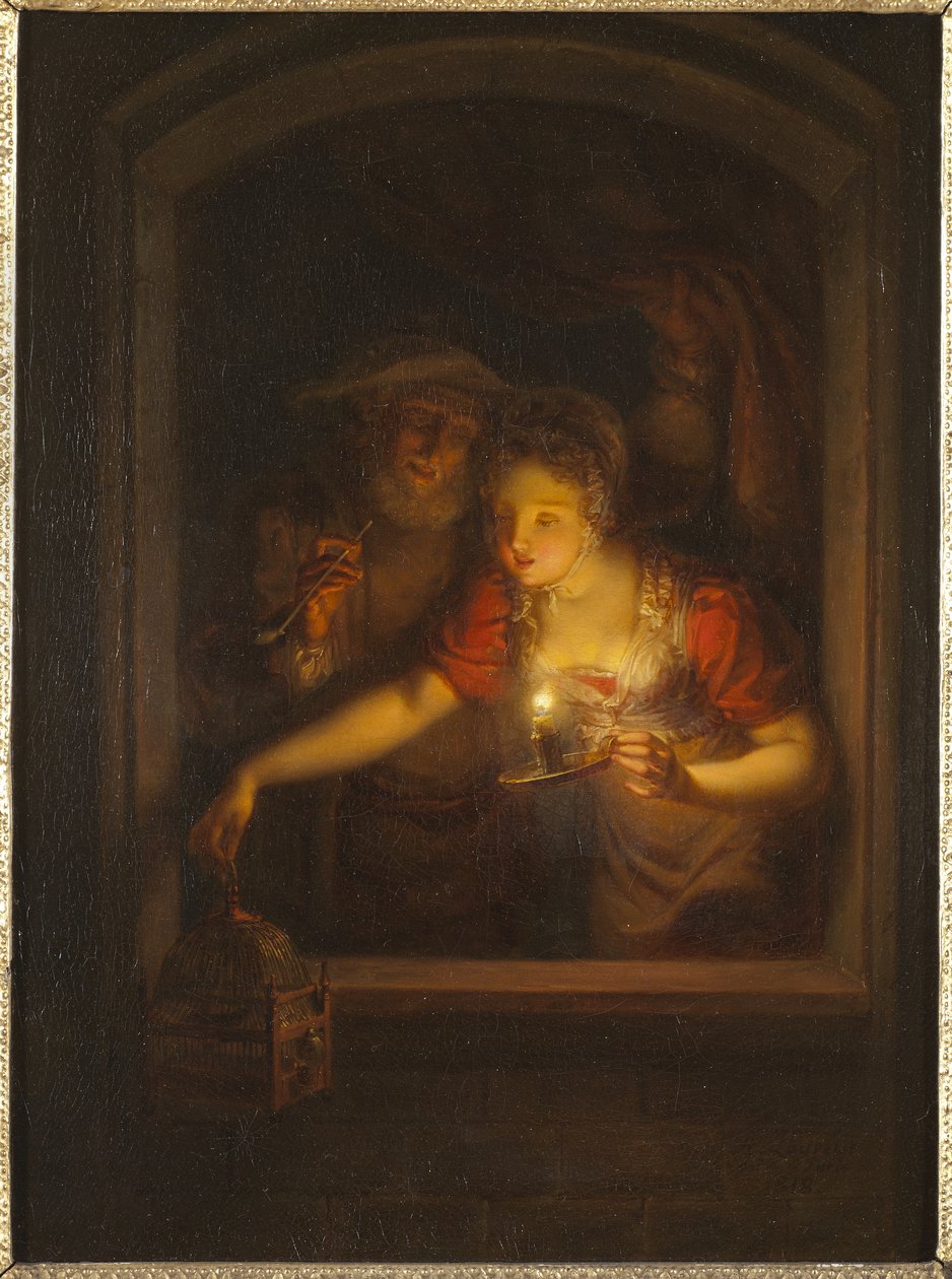 En kvinne med et brennende stearinlys, 1818 av Alexander Lauréus