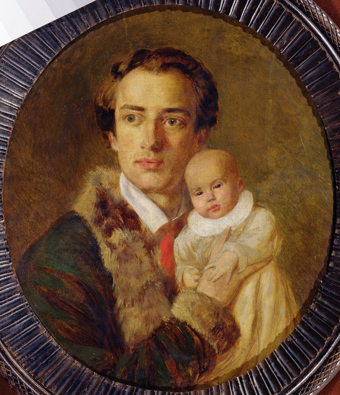 Portrett av Alexander Herzen med sønnen, 1840 av Alexander Lavrentievich Vitberg