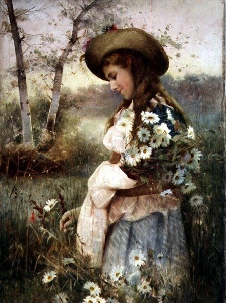 Gathering Marguerites (akvarell) av Alexander M. Rossi
