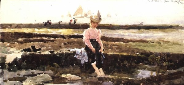 Ung jente padling (akvarell) av Alexander M. Rossi
