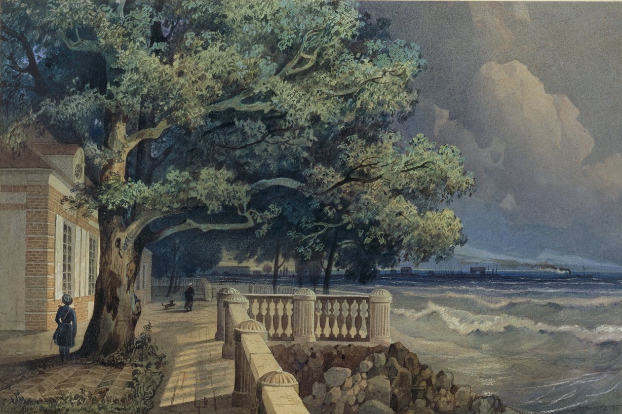 Terrasse i Monplaisir-palasset, Peterhof, 1847 av Alexander Matveyevich Dorogov