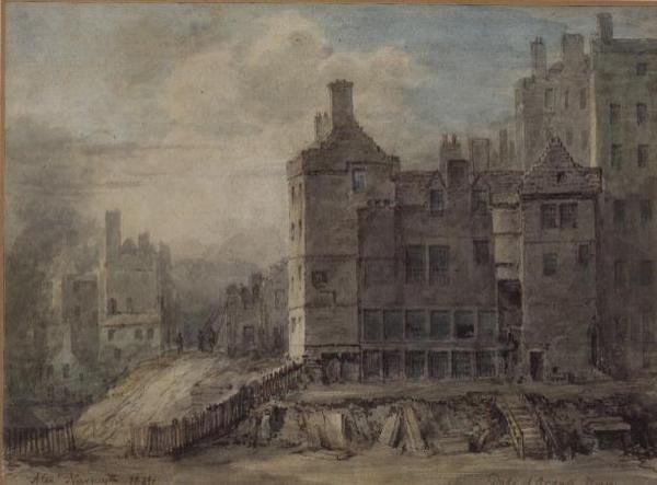 Duke of Argyll House, Edinburgh (akvarell på papir) av Alexander Nasmyth