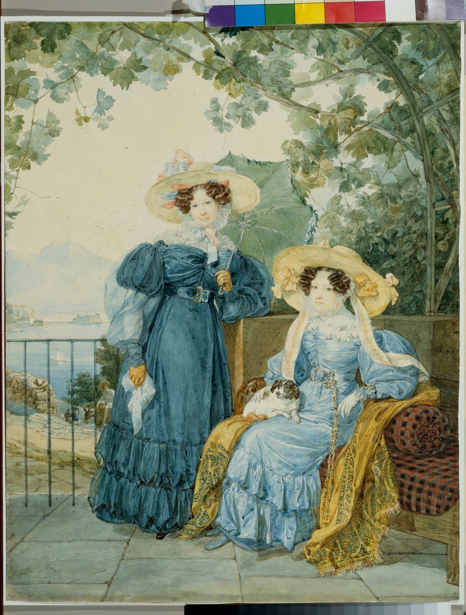 Portraits de la comtesse Ekaterina Artemievna Vorontsov (1780-1836) et de la Princesse Elena Mikhailovna Golitsyne (1776-1855) - Portrett av prinsessene Ekaterina Vorontsova og Elena Gallitzine - Akvarell på papir av Alexander Pavlovich Briullov av Alexander Pavlovich Briullov