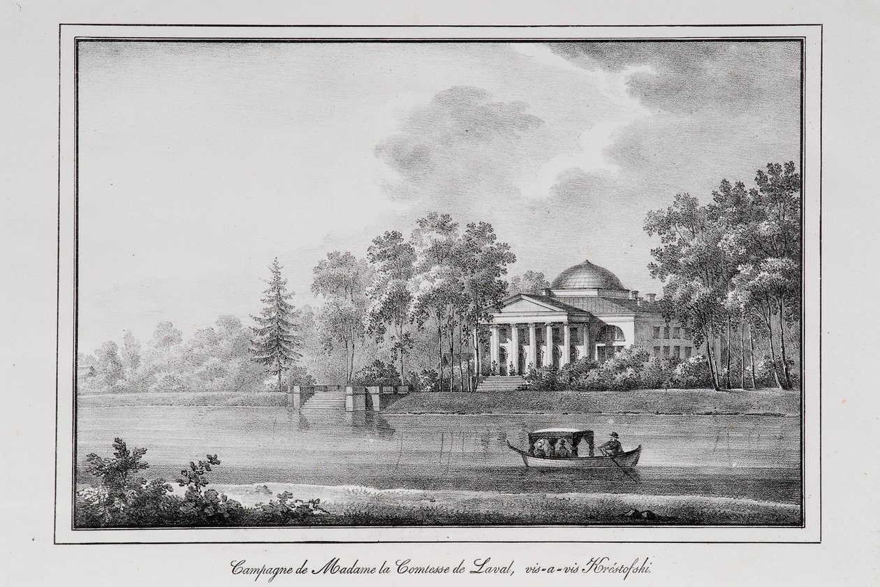 Summer House of Countess de Laval på Aptekarsky Island Series Views of Saint Petersburg, 1820s av Alexander Pluchart