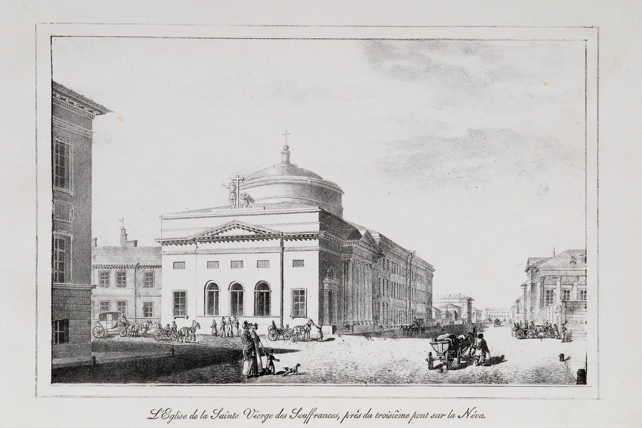 The Church of Joy of all who sorg Series Views of Saint Petersburg, 1820s av Alexander Pluchart