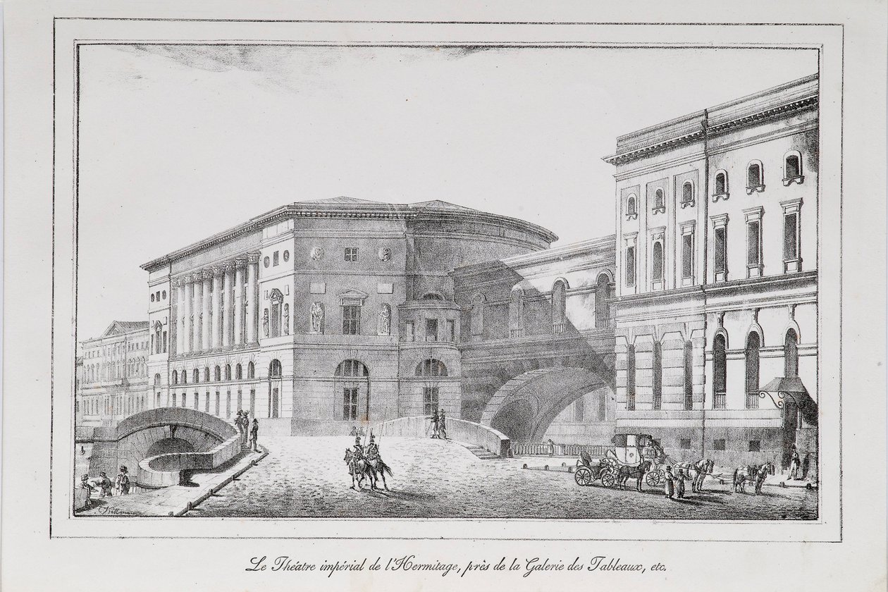 The Hermitage Theatre in Saint Petersburg Series Views of Saint Petersburg, 1820s av Alexander Pluchart