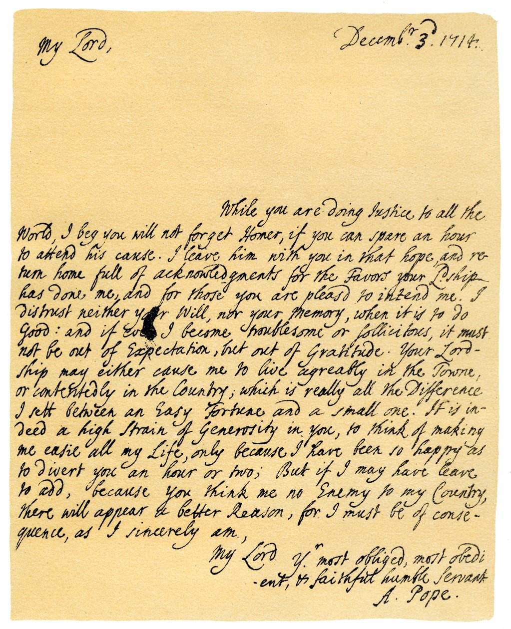 Brev fra Alexander Pope til Charles Montagu, 3. desember 1714. av Alexander Pope