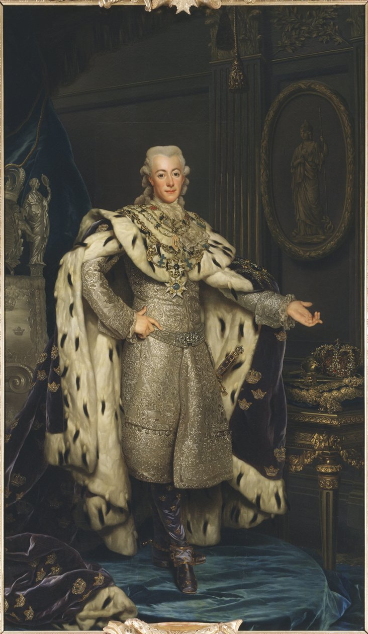 Gustave III de Suede - Portrett av kong Gustav III av Sverige (1746-1792), av Roslin, Alexander (1718-1793). Olje på lerret av Alexander Roslin