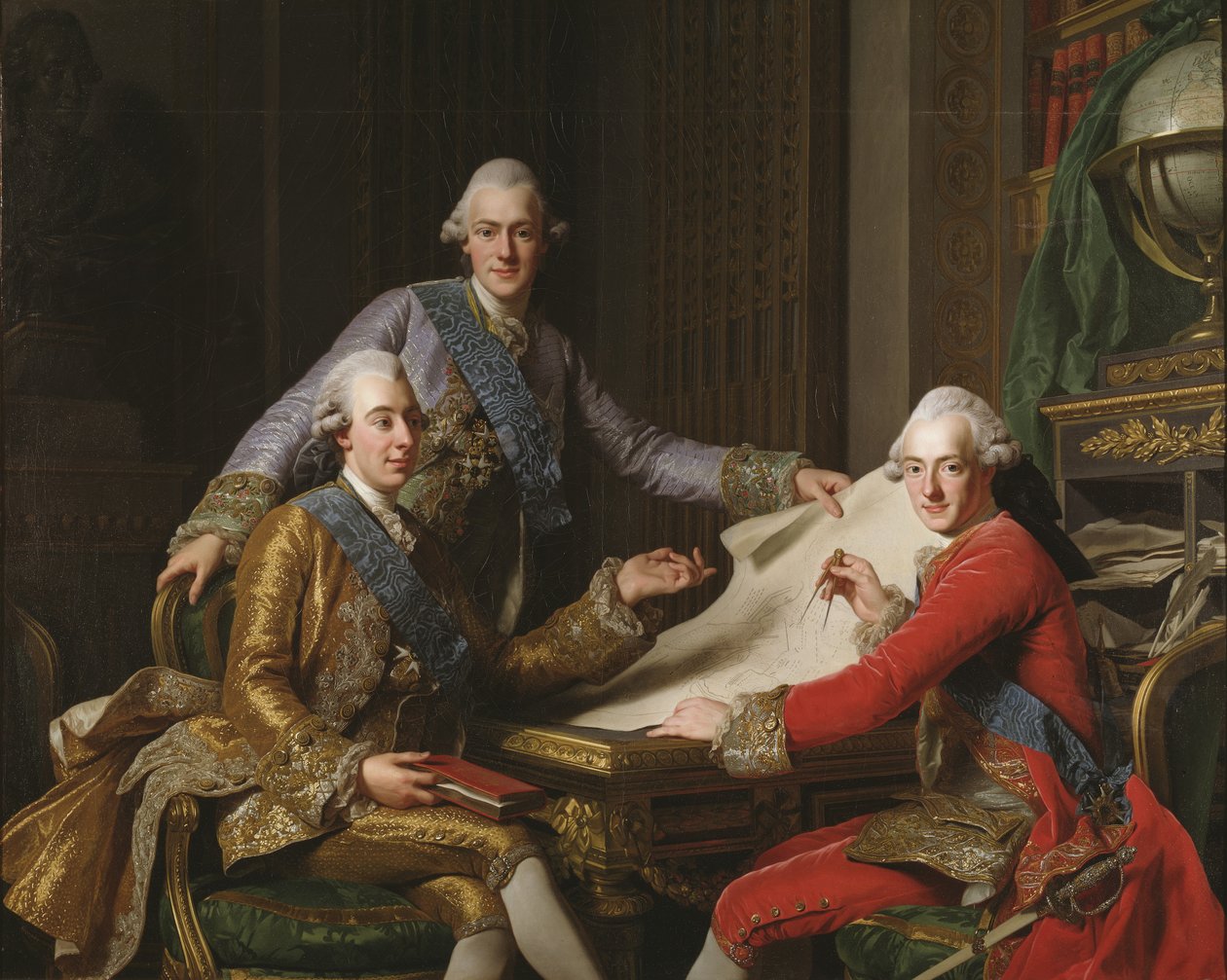 Kong Gustav III av Sverige og hans brødre av Alexander Roslin