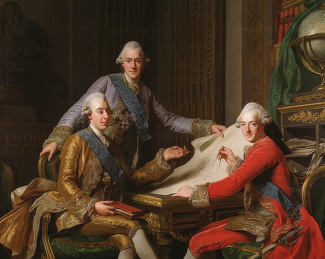 Kong Gustav III av Sverige og hans brødre. 1771 av Alexander Roslin