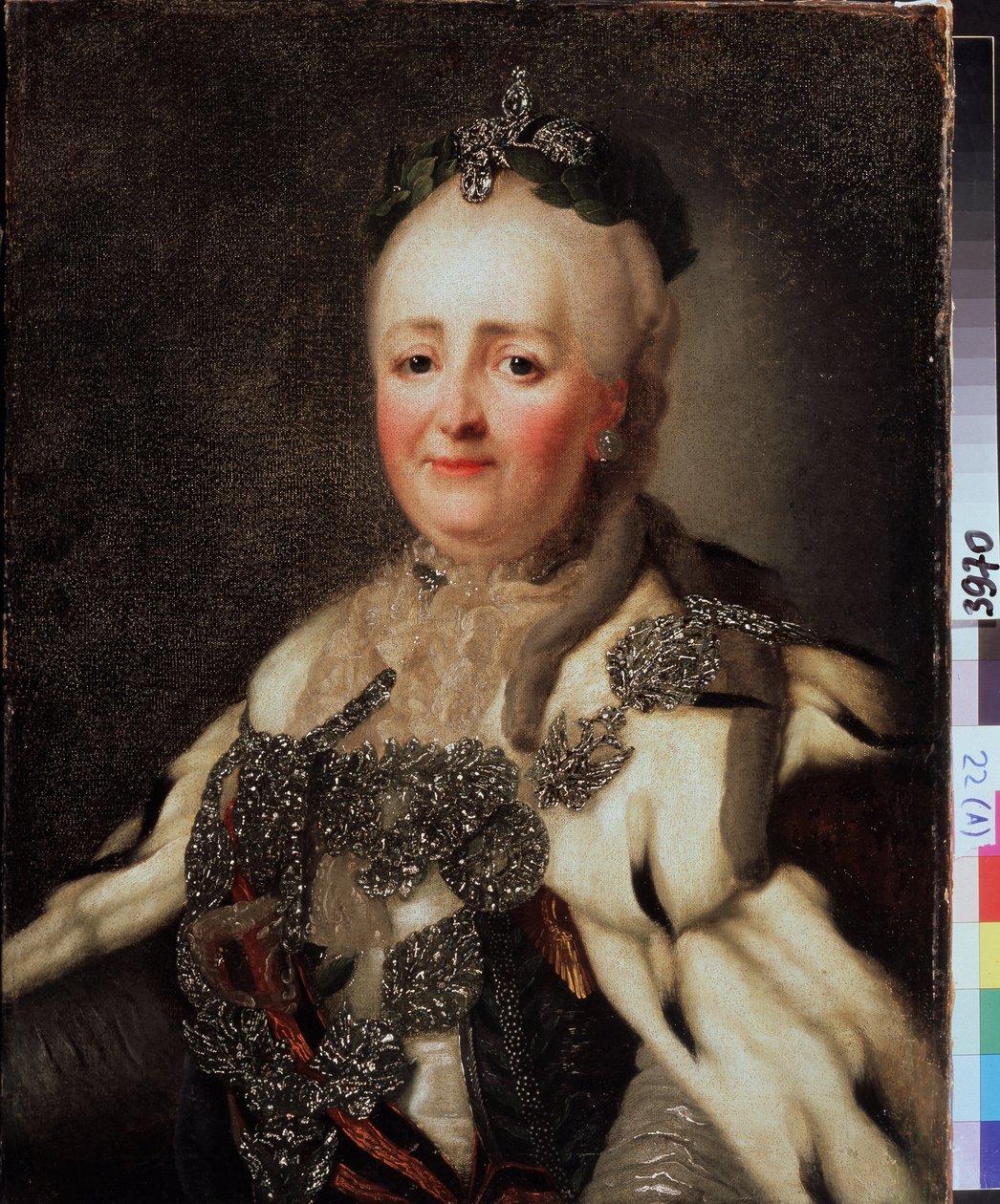 ""Portrett av Catherine II (caterina II) (1729-1796), keiserinne av Russland"" Maleri av Alexandre Roslin (1718-1795). Statens regionale I. Pozhalostin kunstmuseum, Ryasan. av Alexander Roslin