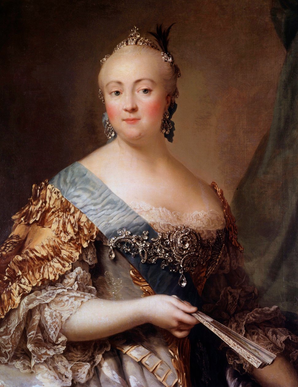 Portrett av Elisabeth Petrovna (1709-1762), keiserinne av Russland under navnet Elisabeth Iere, datter av Peter den store. Maleri av Alexander Roslin (1718-1793) Eremitasjemuseet fra 1700-tallet, St. Petersburg - Portrett av Elizabeth Petrovna (1709-1) av Alexander Roslin