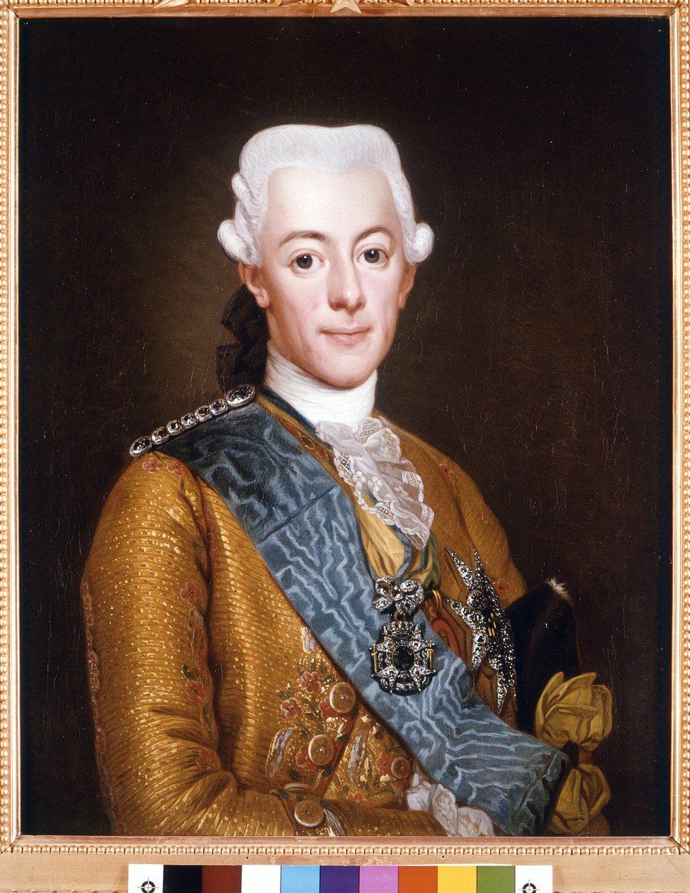 Portrett av kong Gustave III av Sverige (Gustav III) (1746-1792) Maleri av Alexander Roslin (1718-1793) 1775 Søn. 73x59 cm Stockholms slott Gripsholm av Alexander Roslin