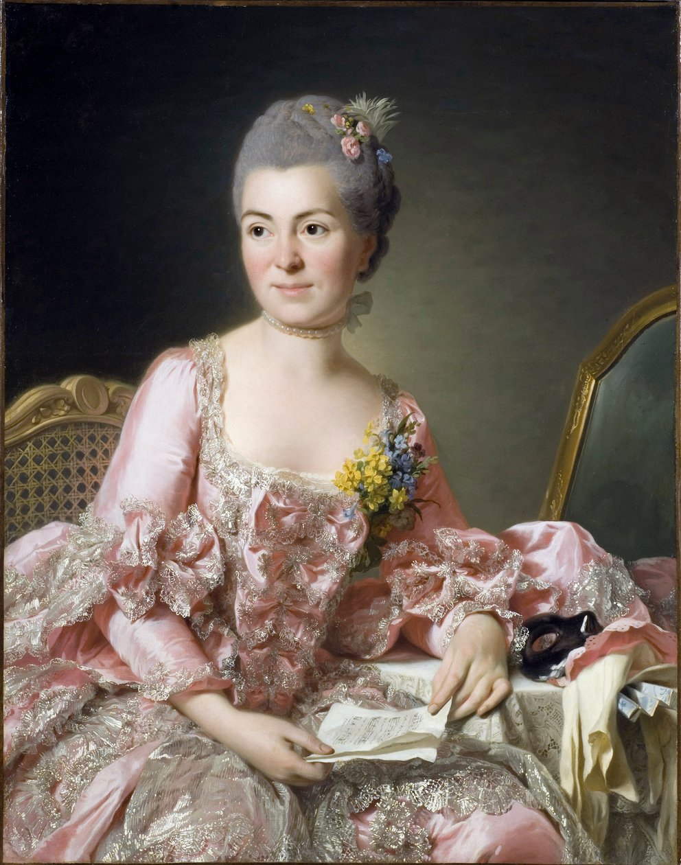 Portrett av Marie Suzanne (Marie-Suzanne) Giroust, Madame Roslin (1734-1772) Maleri av Roslin, Alexander (Alexandre) (1718-1793) av Alexander Roslin