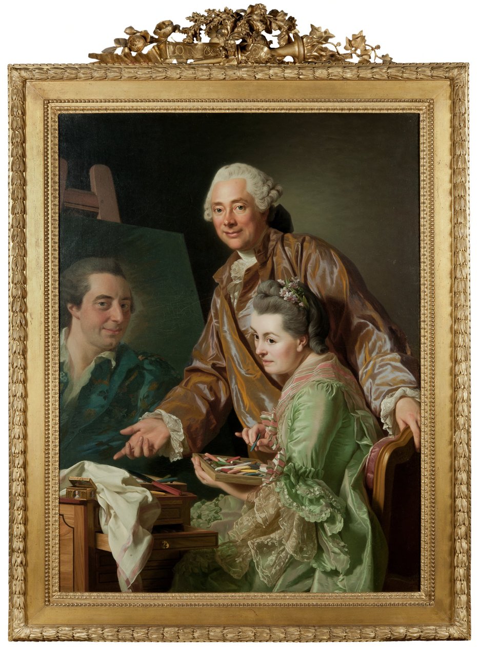 Kunstneren og hans kone Marie Suzanne Giroust maler portrettet av Henrik Wilhelm Peill av Alexander Roslin