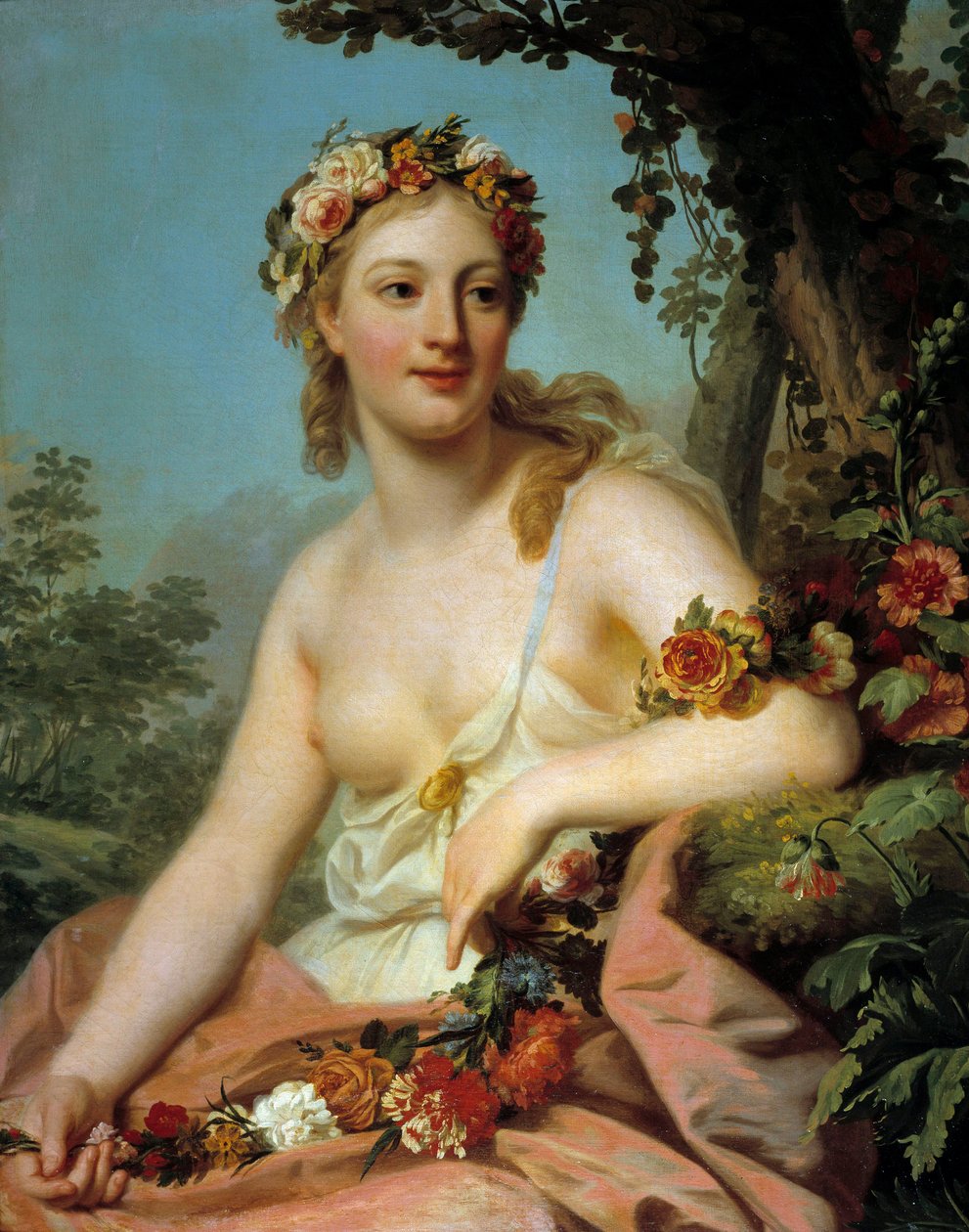 The Flora of the Opera Maleri av Alexandre Roslin (1718-1793) 1700-talls søn. 0,72x0,91 m Bordeaux, Musee des Beaux Arts av Alexander Roslin