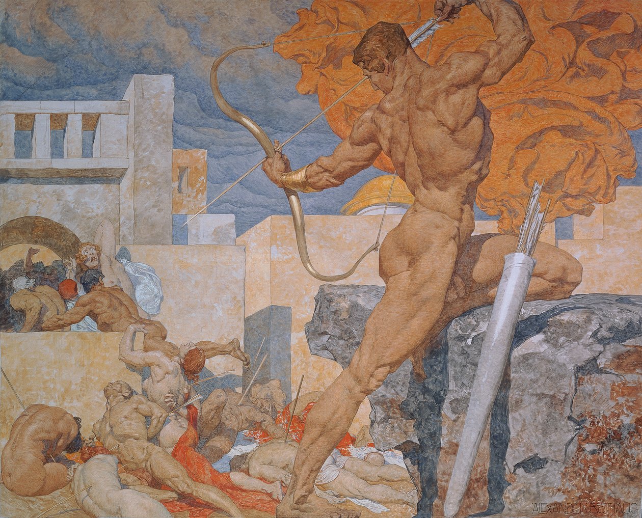 Apollo sender ut pestpilene av Alexander Rothaug
