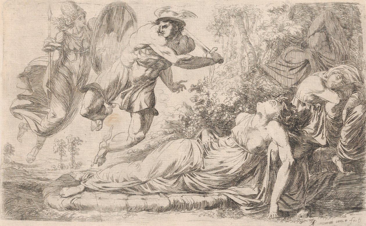 Perseus og den sovende medusa, 1774. av Alexander Runciman