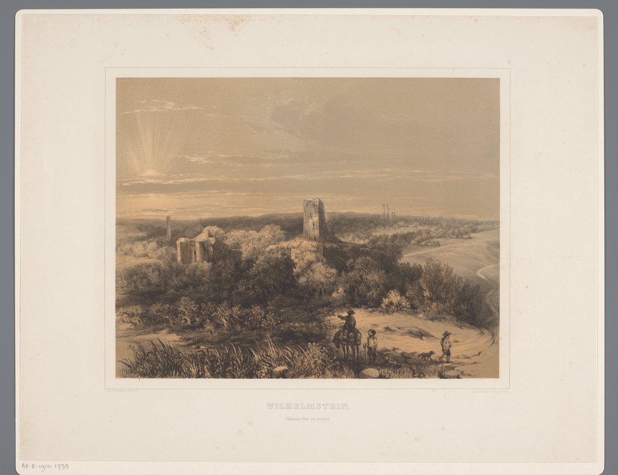 Ruinene av Wilhelmstein slott Wilhelmstein, Chateau-fort og ruiner (tittel på objekt) Rolduc et ses environs (serietittel) av Alexander Schaepkens