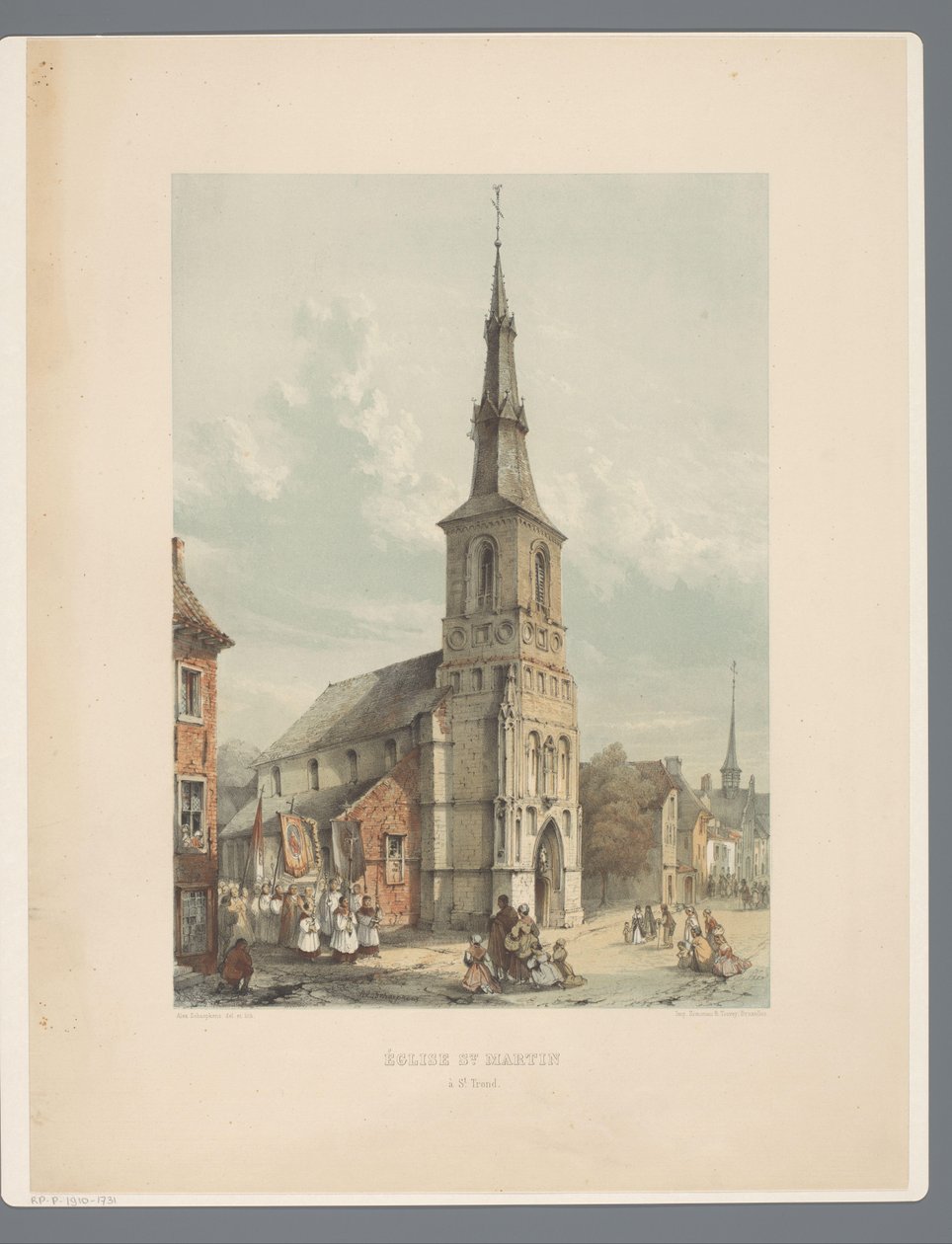Sint-Maartenkerk og Sint-Truiden St. Martins kirke i St. Trond (tittel på objekt) Gamle monumenter for arkitektur fra det ellevte århundre til det trettende århundre i Limburgs (serietittel) av Alexander Schaepkens