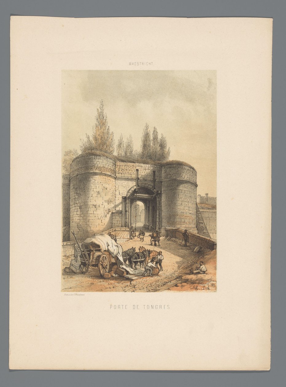 Tongerse Gate i Maastricht Porte de Tongres (tittel på objekt) Monuments de Maastricht (serietittel) av Alexander Schaepkens