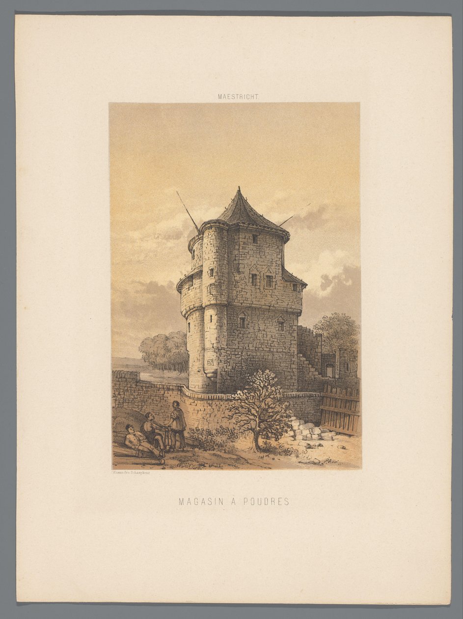 Wycker Kruittoren te Maastricht Pulvermagasin (tittel på objekt) Monumenter i Maastricht (serietittel) av Alexander Schaepkens