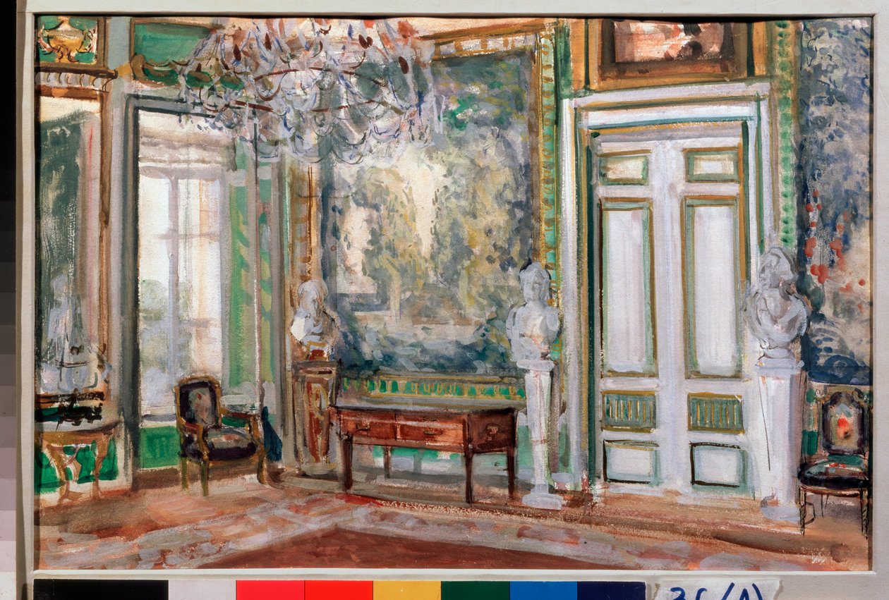 Tapisseriet til grev Sheremetyevs Kuskovo-palass - Verk av Alexander Valentinovich Sredin (Sredine) (1872-1934), gouache på papir av Alexander Sredin