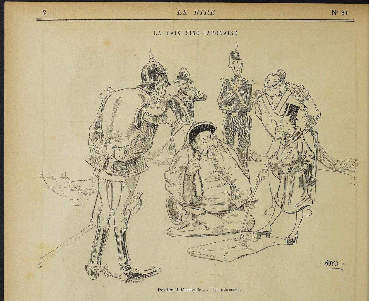 Sino-japansk fred, interessant stilling. De interesserte. Fra: Le Rire, 11. mai 1895, 1895. av Alexander Stuart Boyd