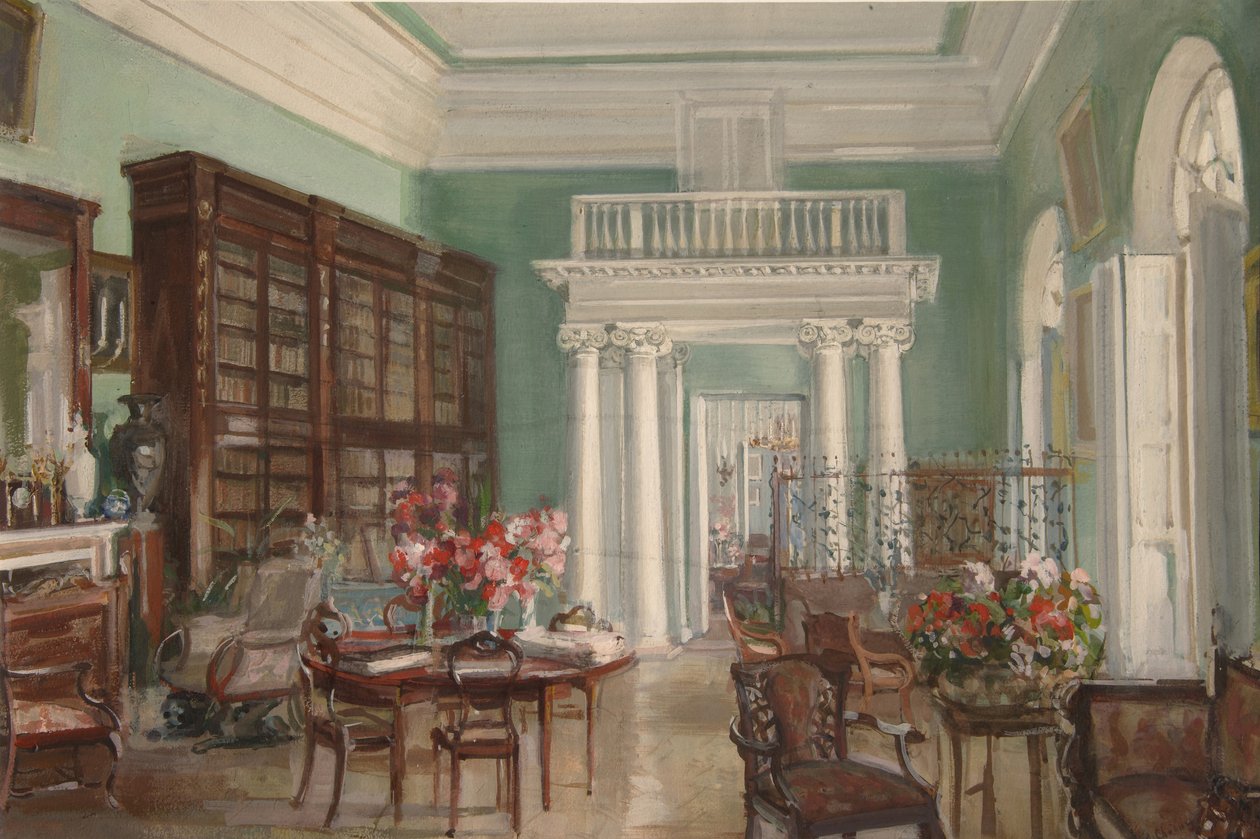 Interiør av biblioteket i Golitsyn 
