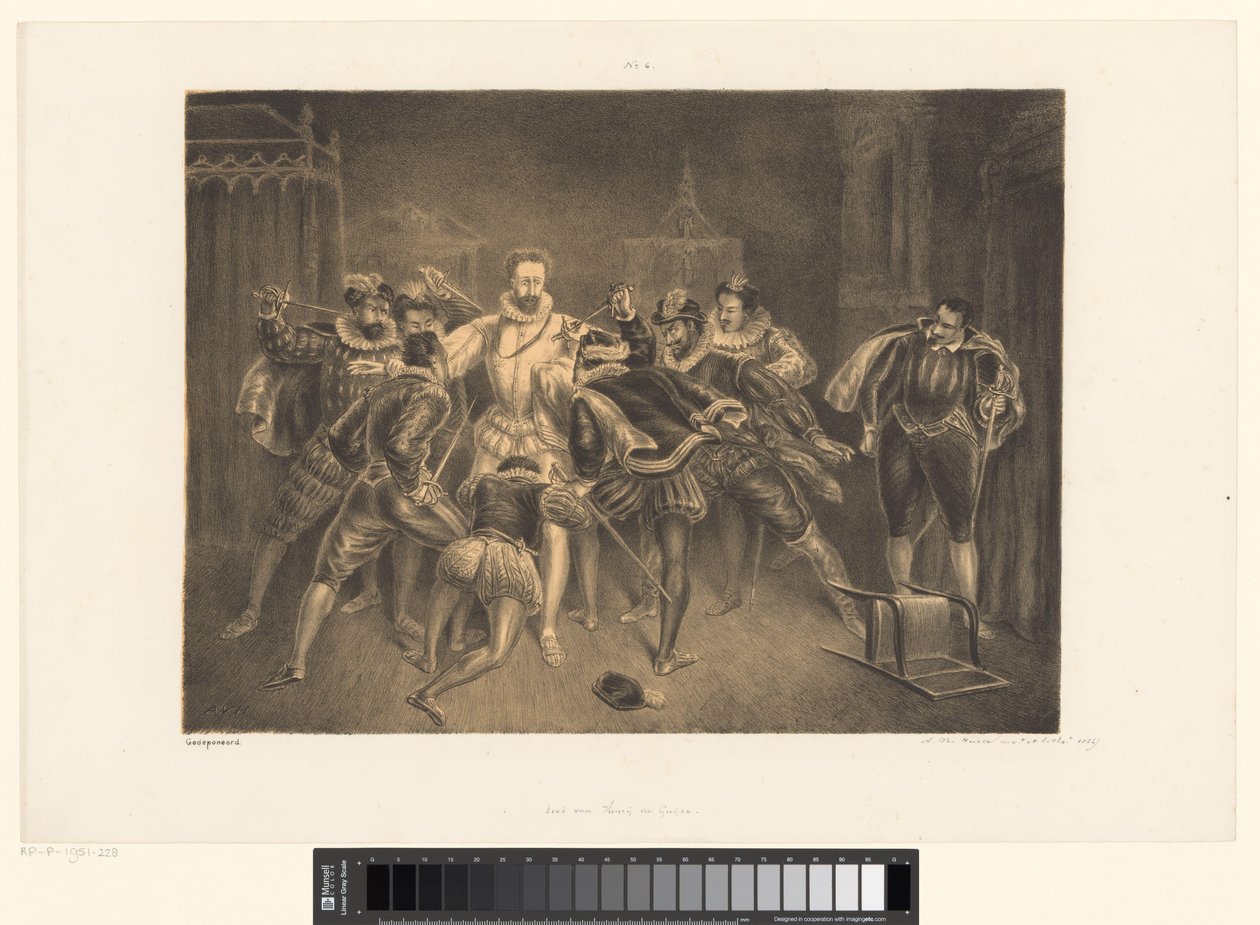 Drapet på Henry av Guise Henrij de Guijses død (tittel på objekt) av Alexander Ver Huell (signed by artist)