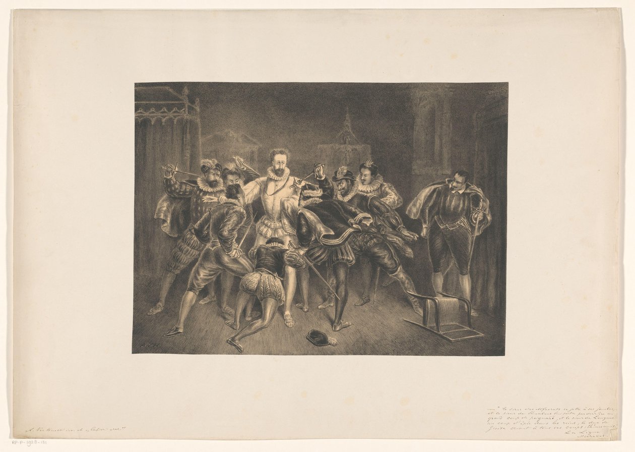 Drapet på Henry av Guise Dødsfall av Henrij de Guijse av Alexander Ver Huell (signed by artist)