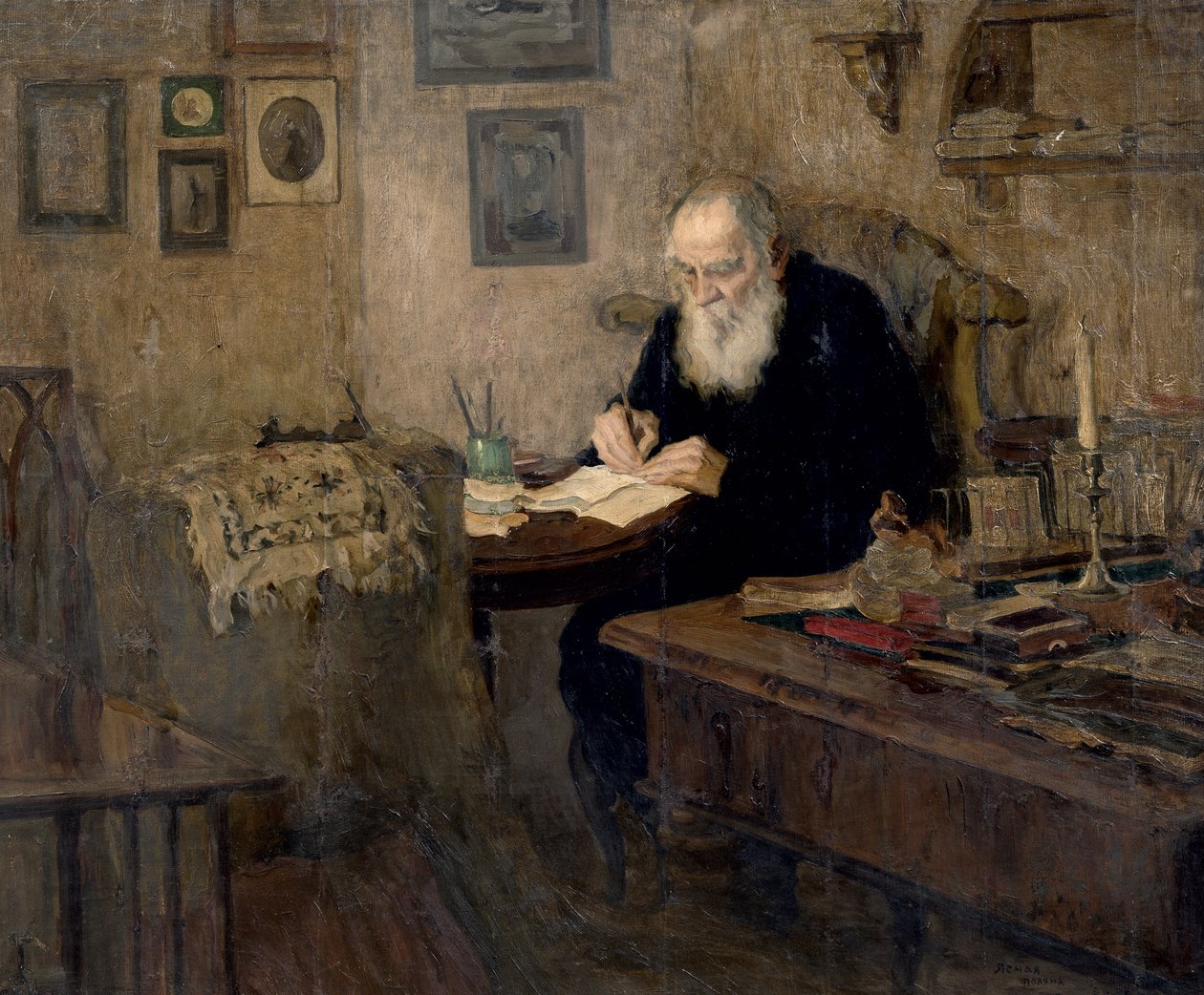Portrett av Leo Tolstoj av Alexander Viktorovich Moravov