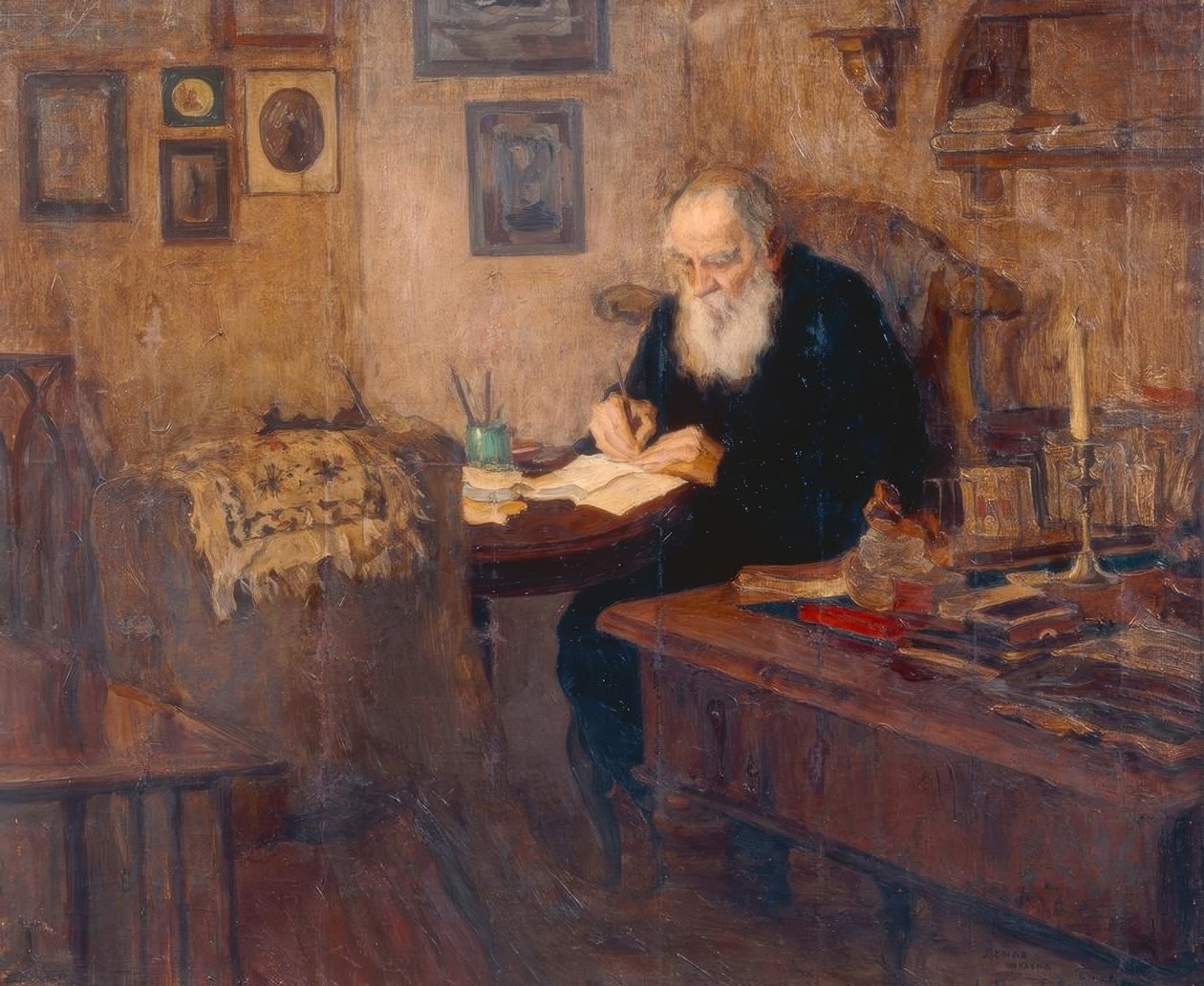 Portrett av forfatteren Leo N. Tolstoj av Alexander Viktorowitsch Morawow