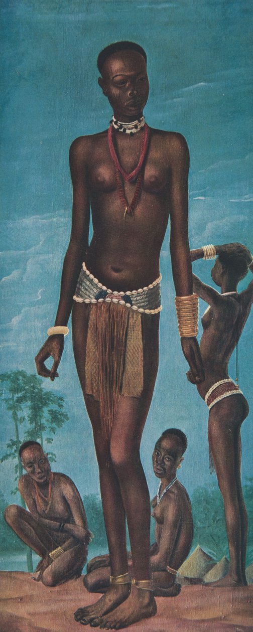 Daboa, ung jente Sara (Fort Archambault), fra Drawings and Paintings of Africa, henrettet under Citroen Center Africa-ekspedisjonen, andre Haardt Audouin-Dubreuil-oppdraget, pub. Paris, 1927 (kol av Alexander Yakovlev