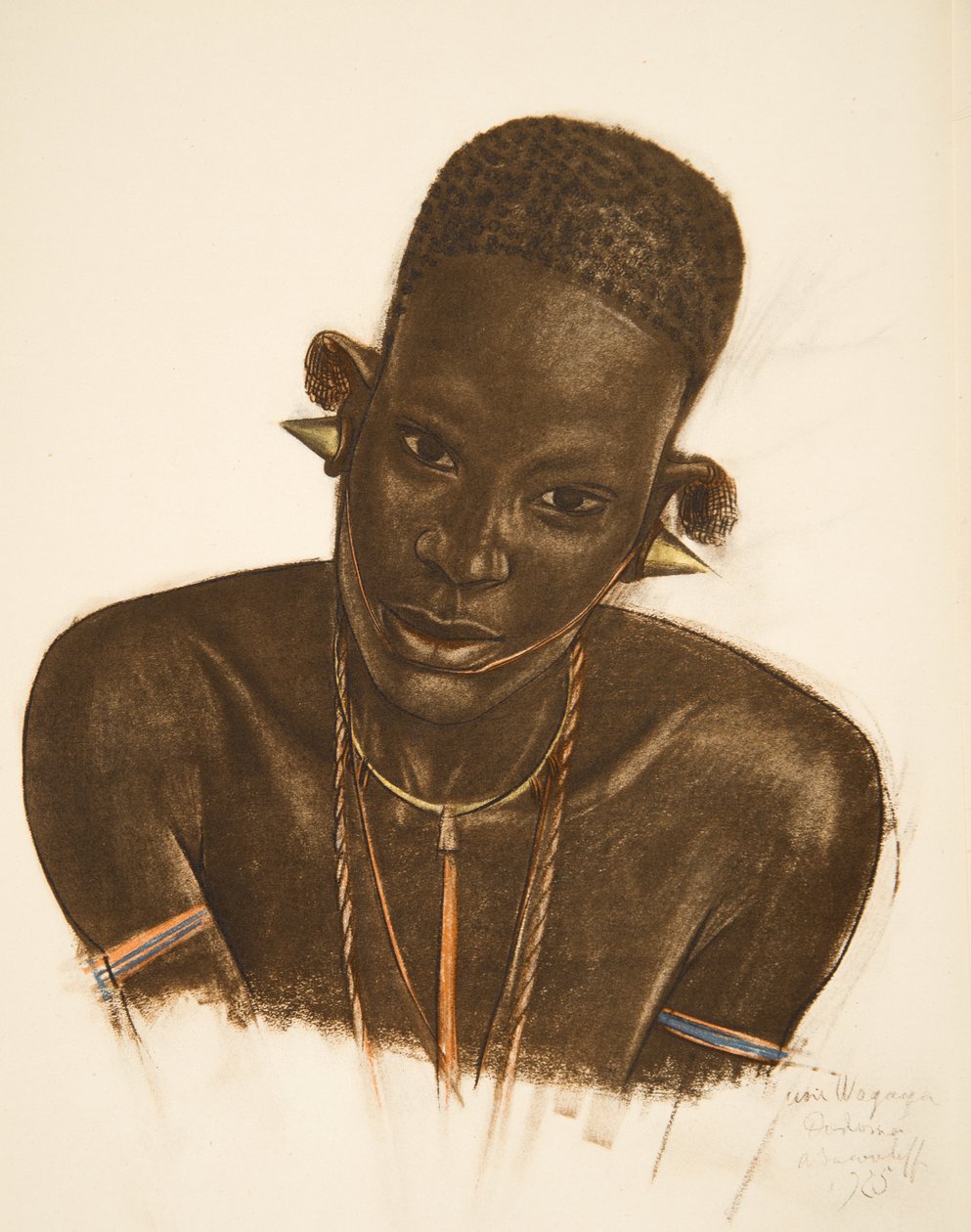 Woman MGogo (Dodoma), fra Drawings and Paintings of Africa, henrettet under Citroen Center Africa-ekspedisjonen, andre Haardt Audouin-Dubreuil-oppdraget, pub. Paris, 1927 av Alexander Yakovlev