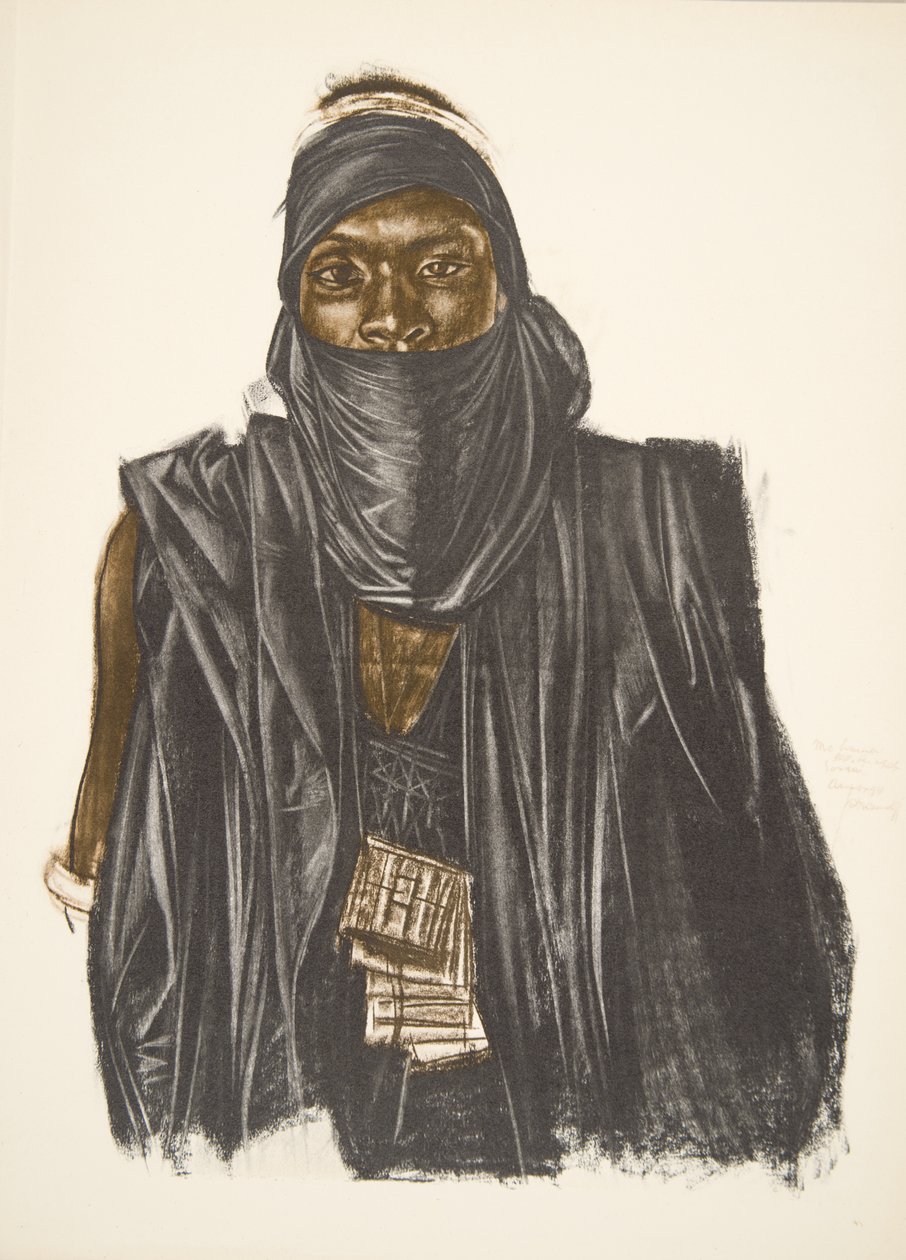 Mahoma, Songhai race (Ansongo), fra afrikanske tegninger og malerier, henrettet under Citroen Center Africa-ekspedisjonen, andre Haardt Audouin-Dubreuil-oppdraget, pub. Paris, 1927 av Alexander Yakovlev