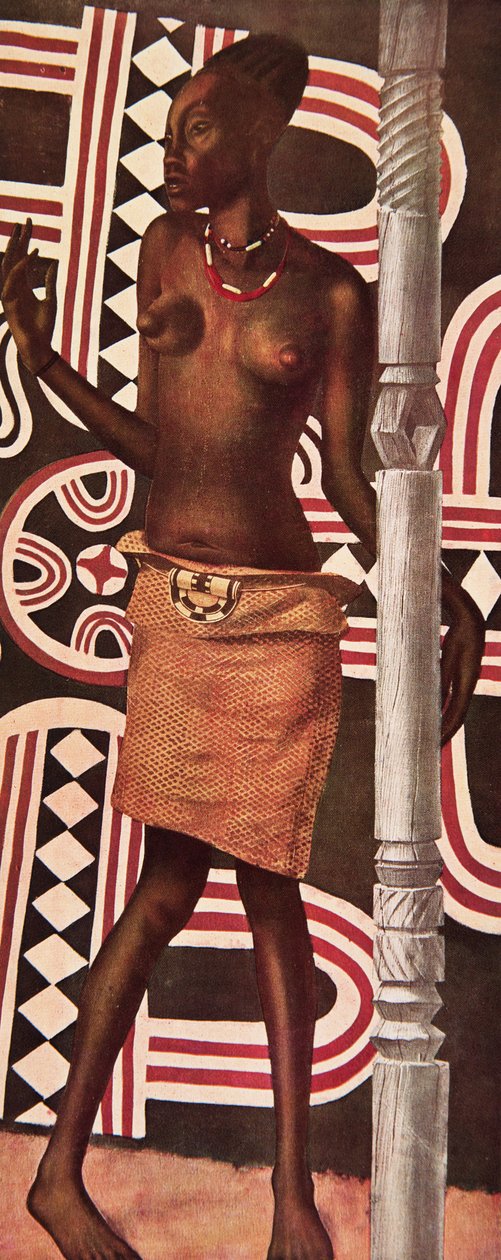 Molende, la Mangbetou, fra Drawings and Paintings of Africa, henrettet under Citroen Center Africa-ekspedisjonen, andre Haardt Audouin-Dubreuil-oppdraget, pub. Paris, 1927 av Alexander Yakovlev