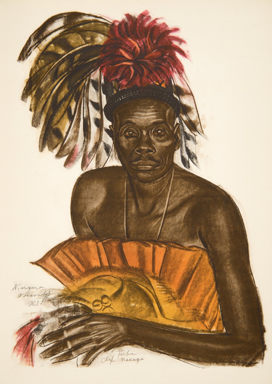 Tuba, sjef Matchaga (Niangara (Haut Ouelle), fra Drawings and Paintings of Africa, henrettet under Citroen Center Africa-ekspedisjonen, andre Haardt Audouin-Dubreuil-oppdraget, pub. Paris, 1927 (co. av Alexander Yakovlev