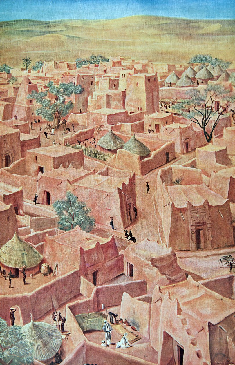 Zinder, fra Drawings and Paintings of Africa, henrettet under Citroen Center Africa-ekspedisjonen, andre Haardt Audouin-Dubreuil-oppdraget, pub. Paris, 1927 av Alexander Yakovlev