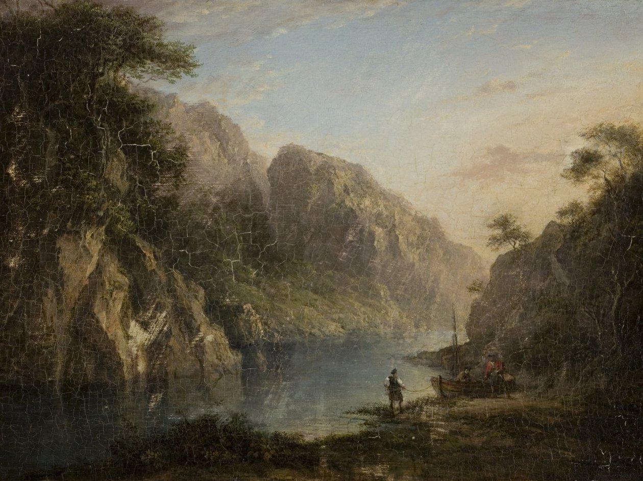 Pass of the Cows, Highlands, slutten av 1700-begynnelsen av 1800-tallet (olje på trepanel) av Alexander after Nasmyth